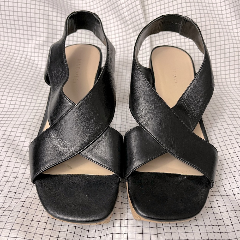 Nine West leather and cork wedge sandal